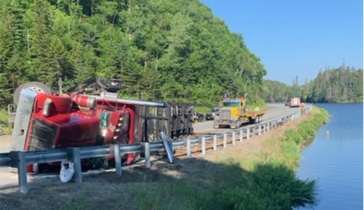 Tractor-trailer rollover in Dixville