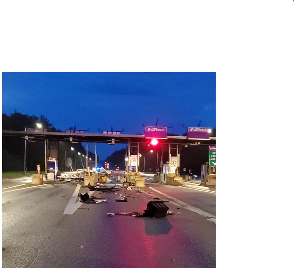 Driver falls asleep, crashes into toll booth, not hurt