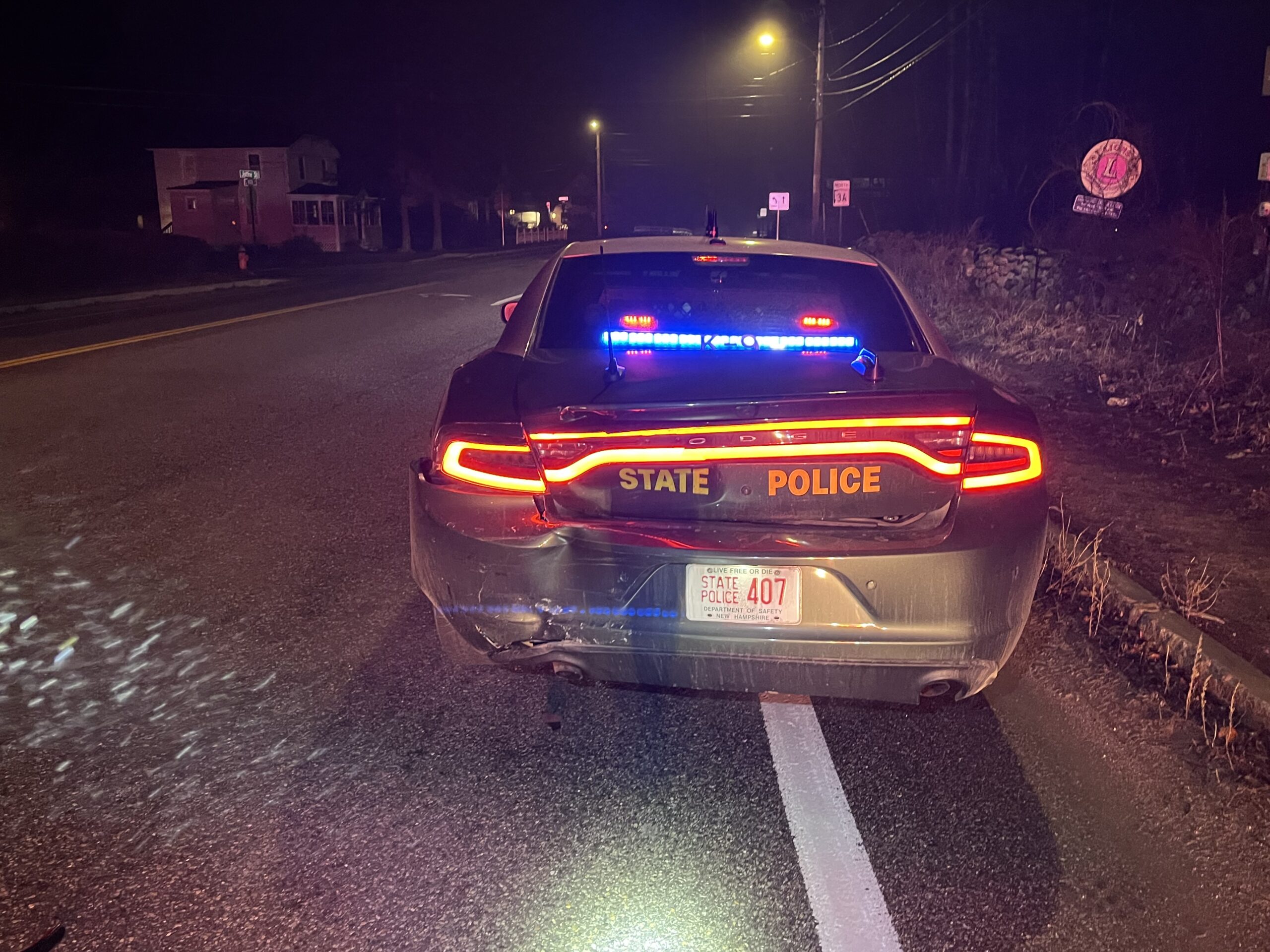 Concord Man arrested for DWI after crashing into a State Police cruiser.