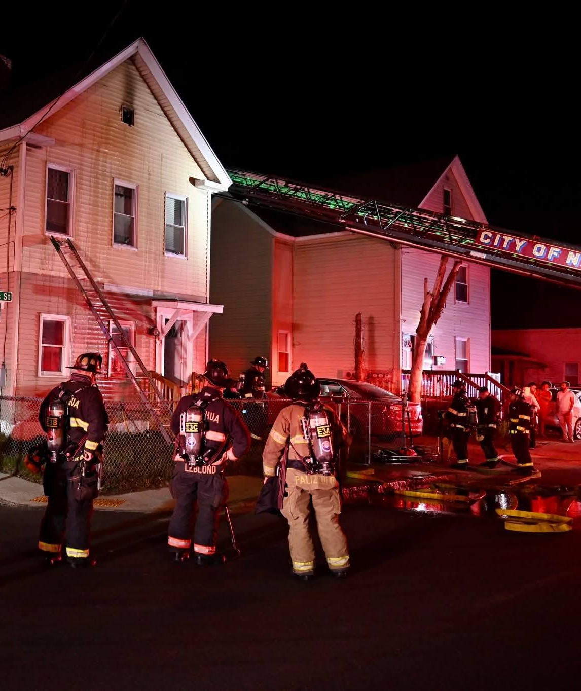 Nashua firefighters battle an overnight fire on West Hollis St.