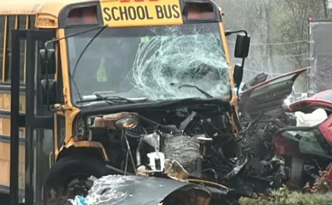 Fatal crash involving school bus and pickup truck in Marlborough